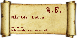 Máté Betta névjegykártya